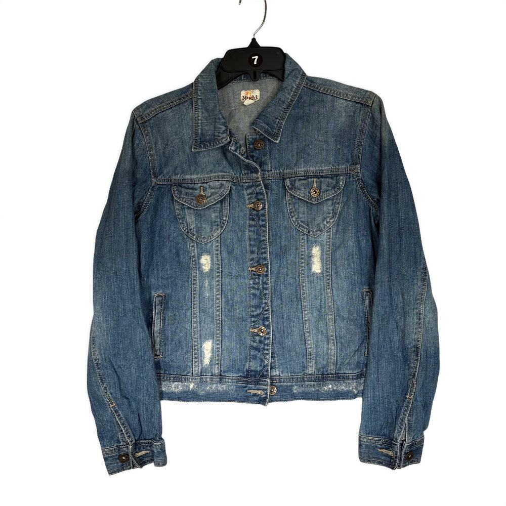 Mudd Blue Distressed Denim Jean Jacket Large